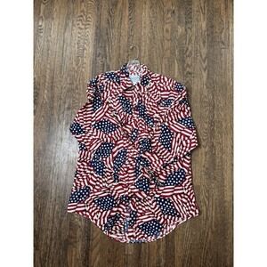 Rockmount Ranch Wear American Flag Western Pearl Snap Shirt Medium Made In USA